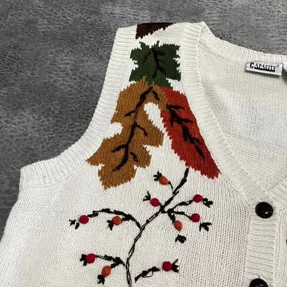 Candid Women's Leaf Pattern Cardigan Sweater - Multicolor - Picture 2 of 6